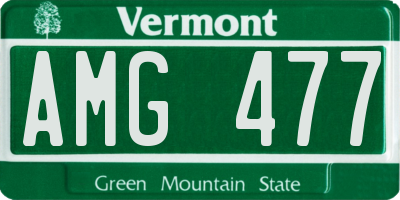 VT license plate AMG477