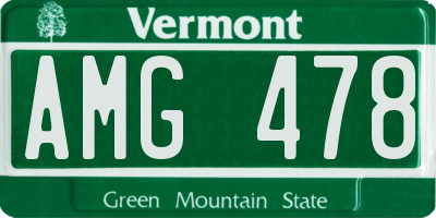 VT license plate AMG478
