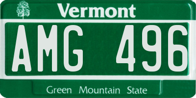 VT license plate AMG496