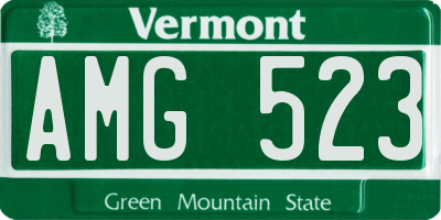VT license plate AMG523