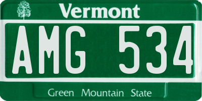 VT license plate AMG534