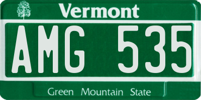 VT license plate AMG535