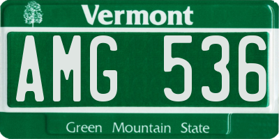 VT license plate AMG536