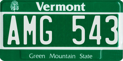 VT license plate AMG543