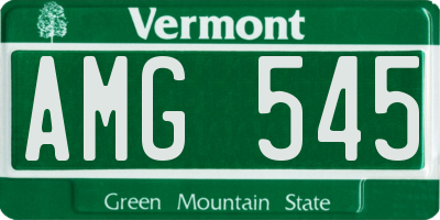 VT license plate AMG545