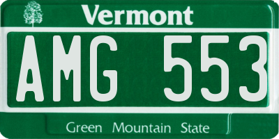 VT license plate AMG553