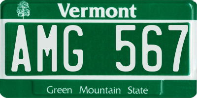 VT license plate AMG567