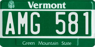 VT license plate AMG581