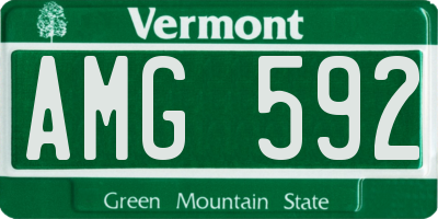 VT license plate AMG592