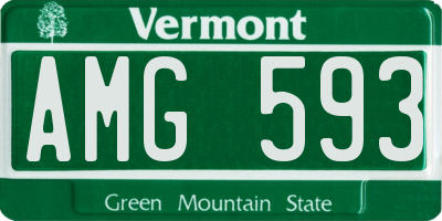 VT license plate AMG593