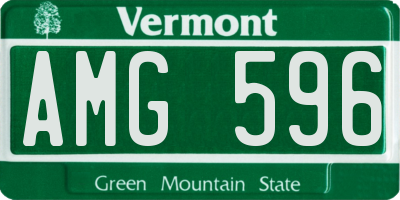 VT license plate AMG596