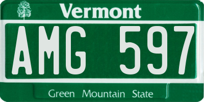 VT license plate AMG597