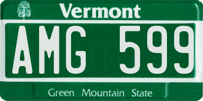 VT license plate AMG599