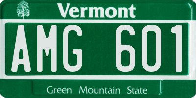 VT license plate AMG601