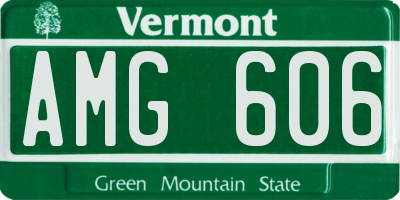 VT license plate AMG606