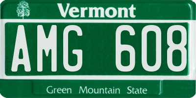 VT license plate AMG608