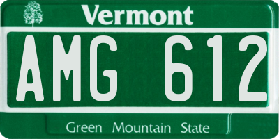 VT license plate AMG612