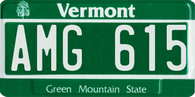 VT license plate AMG615