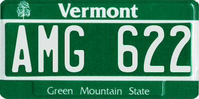 VT license plate AMG622