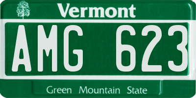 VT license plate AMG623