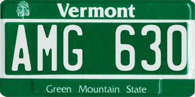 VT license plate AMG630