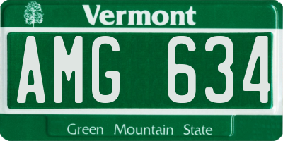 VT license plate AMG634