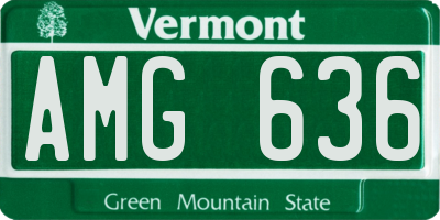 VT license plate AMG636
