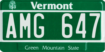 VT license plate AMG647