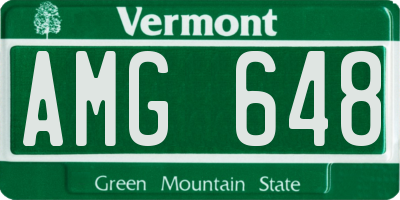 VT license plate AMG648