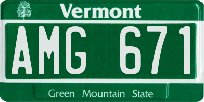 VT license plate AMG671