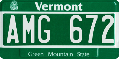 VT license plate AMG672