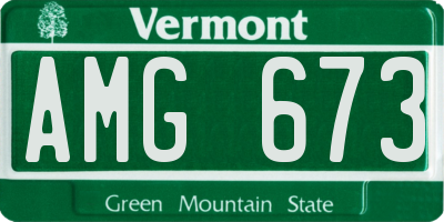 VT license plate AMG673