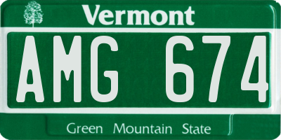VT license plate AMG674