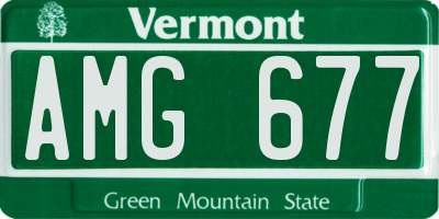 VT license plate AMG677