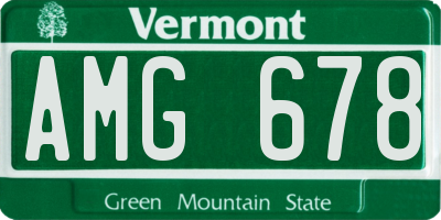 VT license plate AMG678