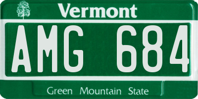 VT license plate AMG684