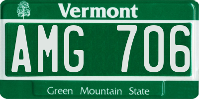 VT license plate AMG706