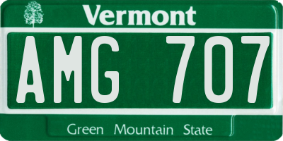 VT license plate AMG707