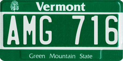 VT license plate AMG716