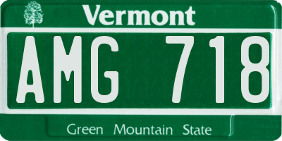 VT license plate AMG718