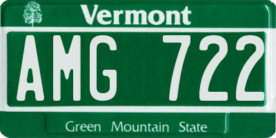 VT license plate AMG722