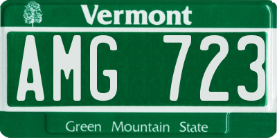 VT license plate AMG723
