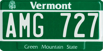 VT license plate AMG727