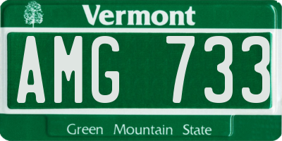 VT license plate AMG733