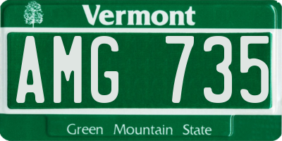 VT license plate AMG735