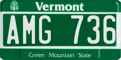 VT license plate AMG736
