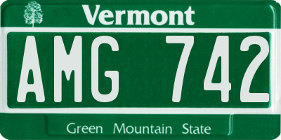 VT license plate AMG742