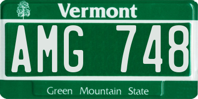VT license plate AMG748