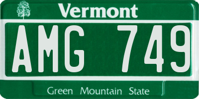 VT license plate AMG749