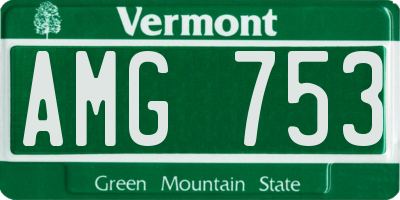 VT license plate AMG753